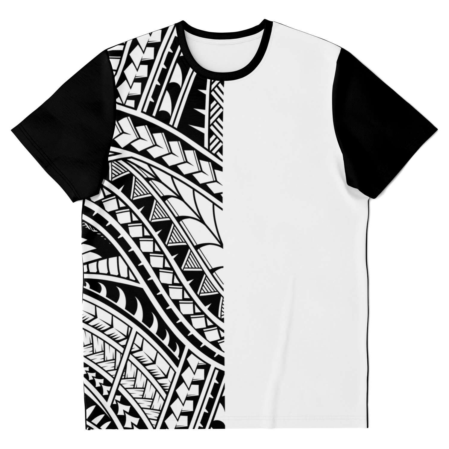Polynesian Tattoo Half Black White Design #1 T-Shirt – Anehana